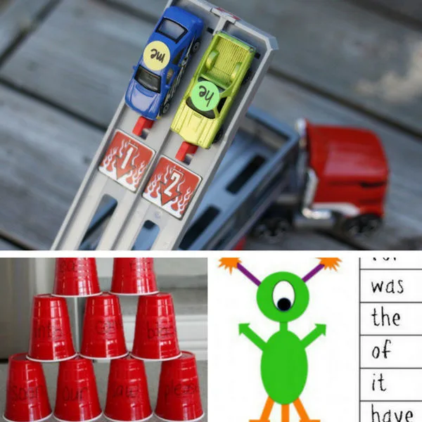 What do you get when you have aliens, crashing cups, and racing cars? Fun sight word games!!