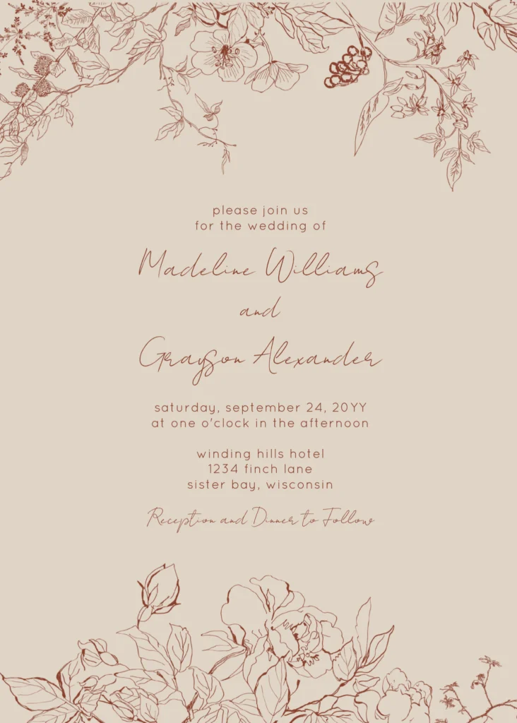 Simple Elegance Boho Floral Wedding Invitation