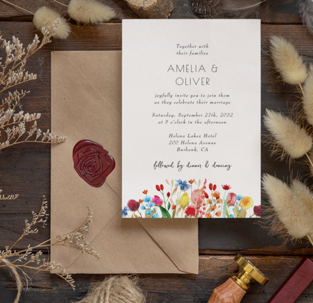 Simple Wildflower Wedding Invitation