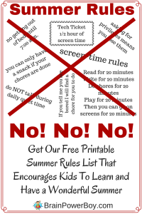 Free Printable Summer Rules List. An Alternative!