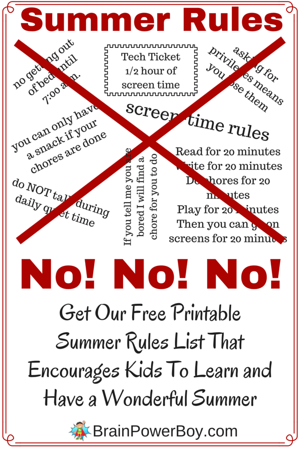 Step away from the typical summer rules list and try our alternative free printable summer rules list instead. You will have happy kids who enjoy learning and this will be your best summer ever! Click to read the article, see why you should make the change to this type of list, and get your free printable now.