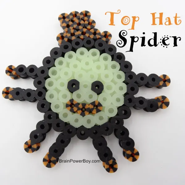 Top Hat Spider Perler bead project completed.