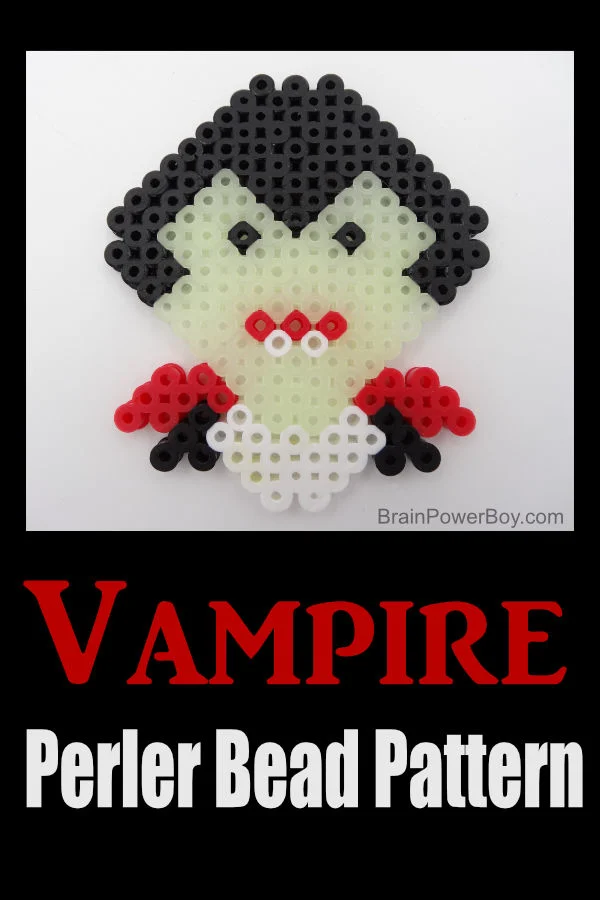 Make this Vampire Perler Bead Pattern! It is a awesome for Halloween or for Vampire lovers. If you need a little Dracula in your life, this is the one to try.