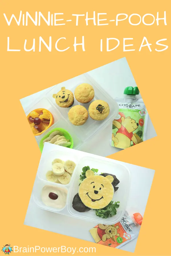 Super cute fun food Winnie-the-Pooh lunch ideas. These two lunches are sure to satisfy those who get a little 