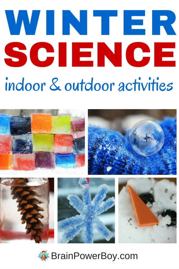 Wonderful indoor winter science activities and outdoor winter science activities that kids will love to do. Perfect ideas to have on hand for those long winter days. Click picture to learn more.