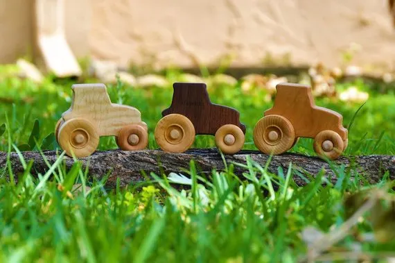 Wooden Tractor in Three Wood Types