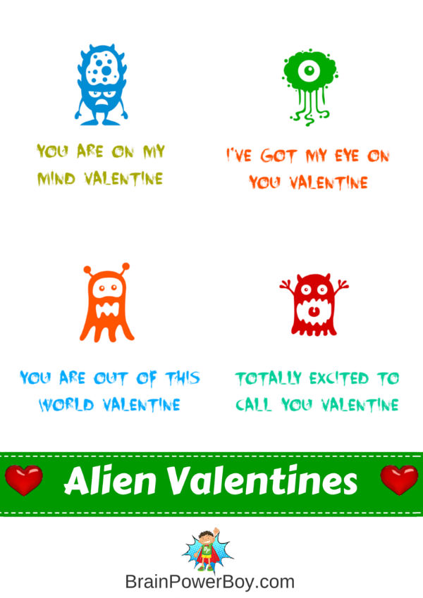 These free printable Alien Valentines are boy approved!