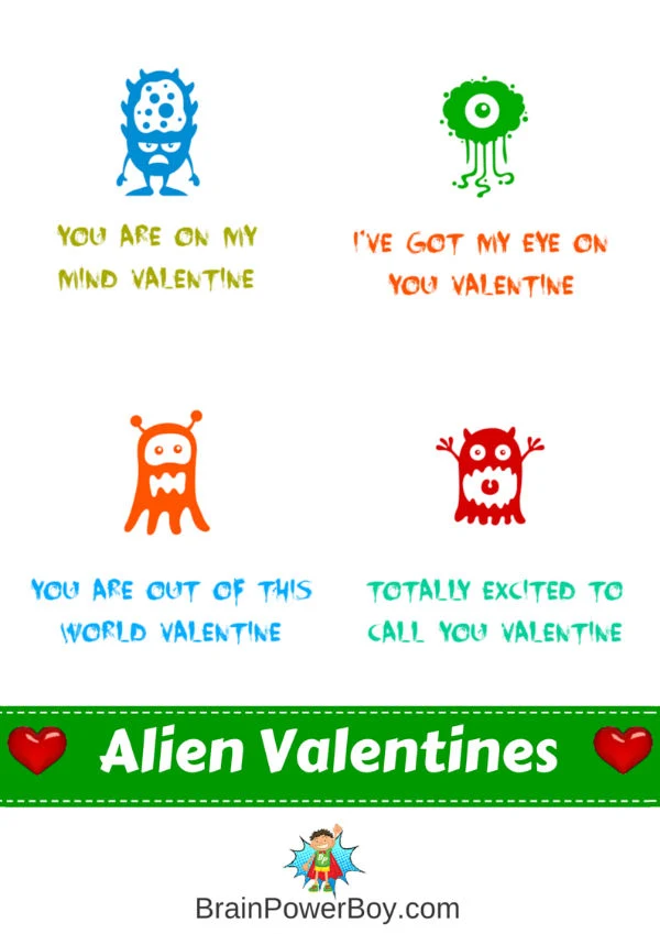 These free printable Alien Valentines are boy approved!