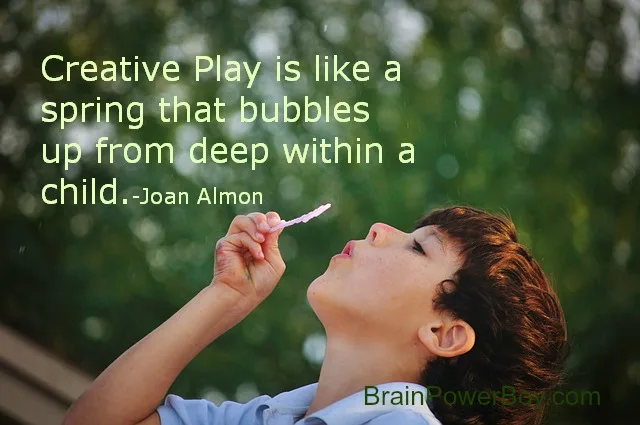 Boy Blowing Bubbles Creative Play is like a spring that bubbles up from deep within a child