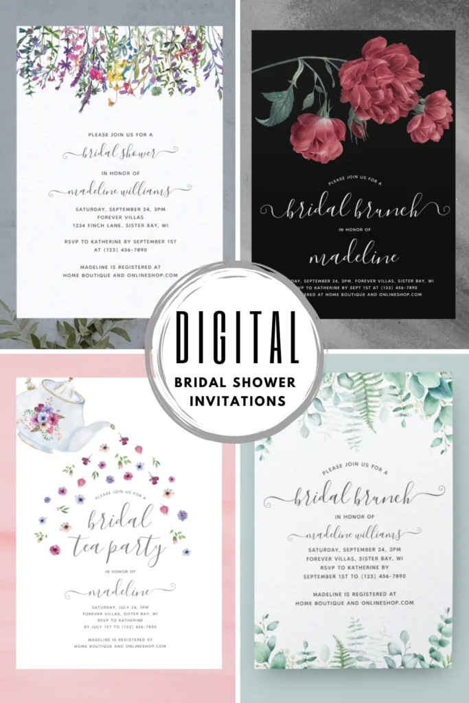 four digital bridal invitations