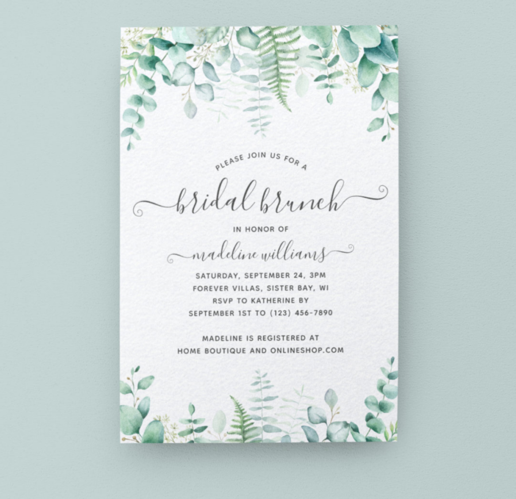 eucaplyptus bridal brunch invitation