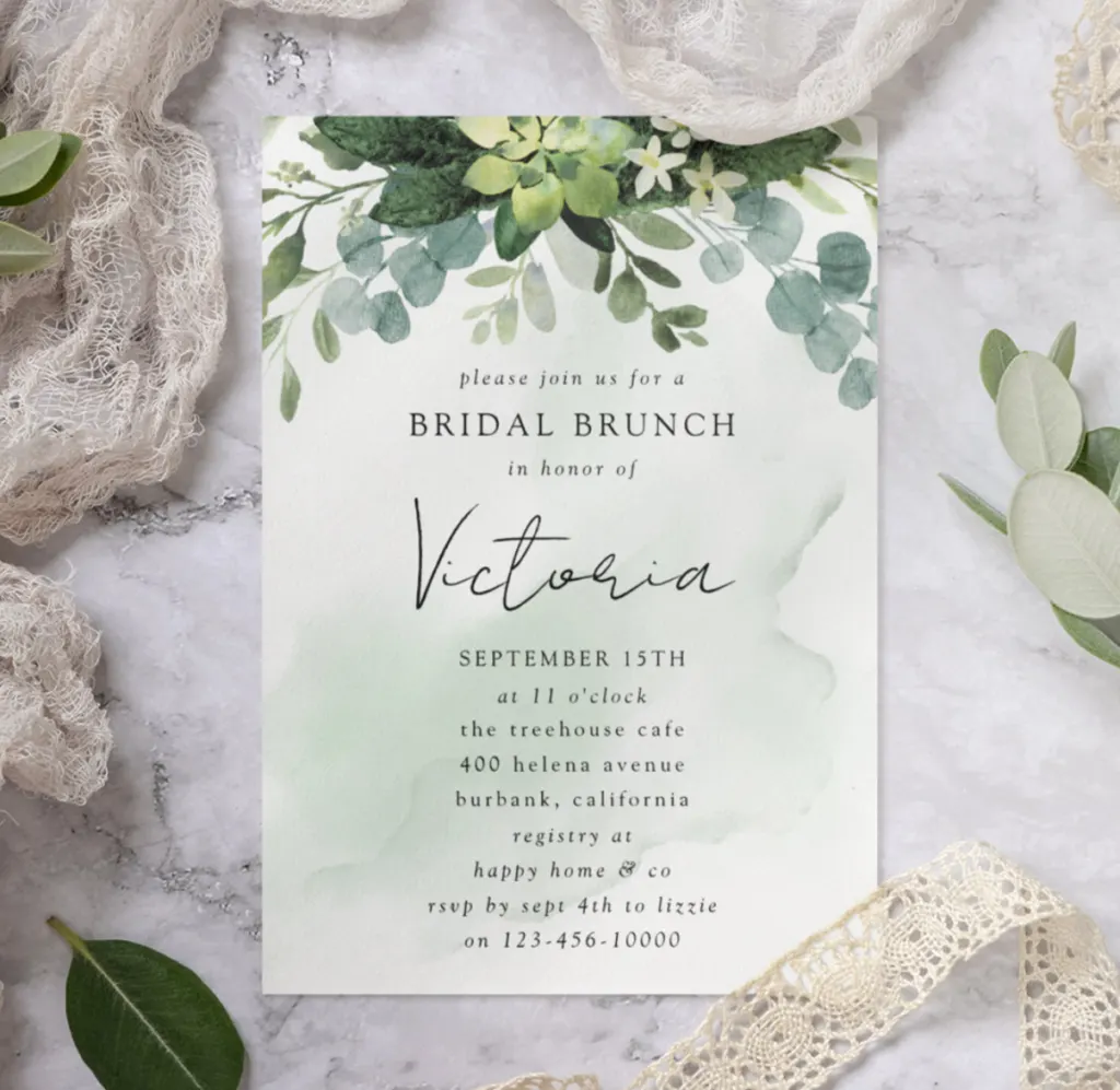 eucalyptus bridal shower invite