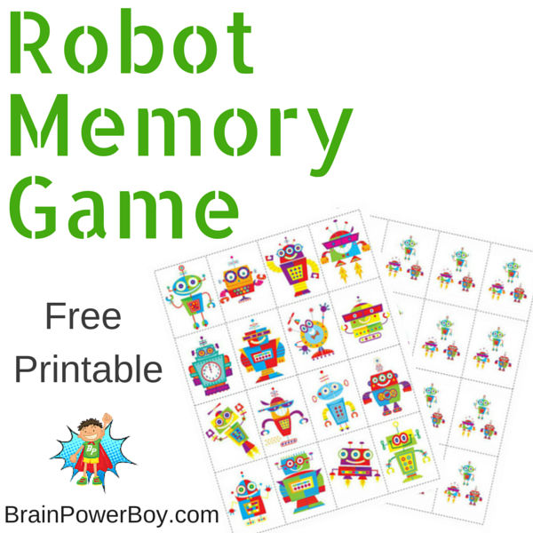 printable games for kids robot memory game