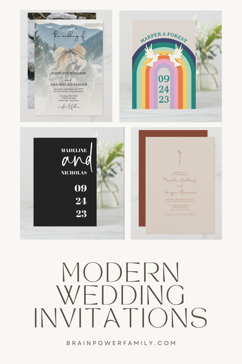 Madeline Classic Border Monogram Wedding Invitation