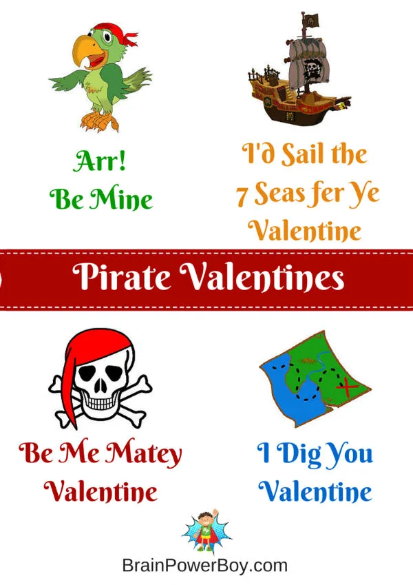 Free printable Pirate Valentines!