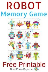 Try this fun Robot memory game. I love free printable games for kids and this one is great.