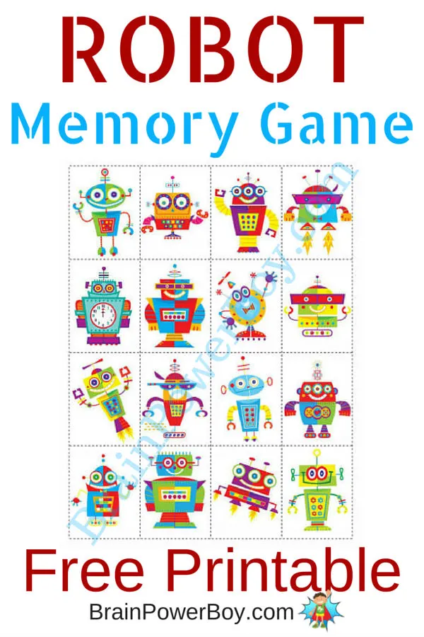 printable games for kids robot memory game