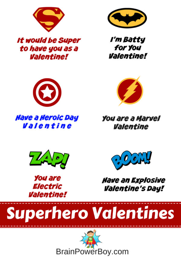 Free Printable Valentines for Boys - Brain Power Family