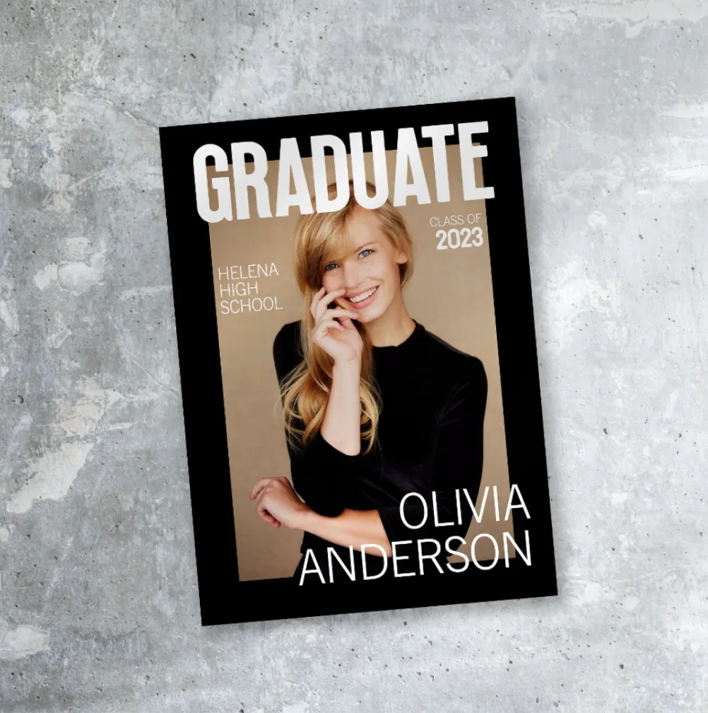 graduation announcement in magazine cover style