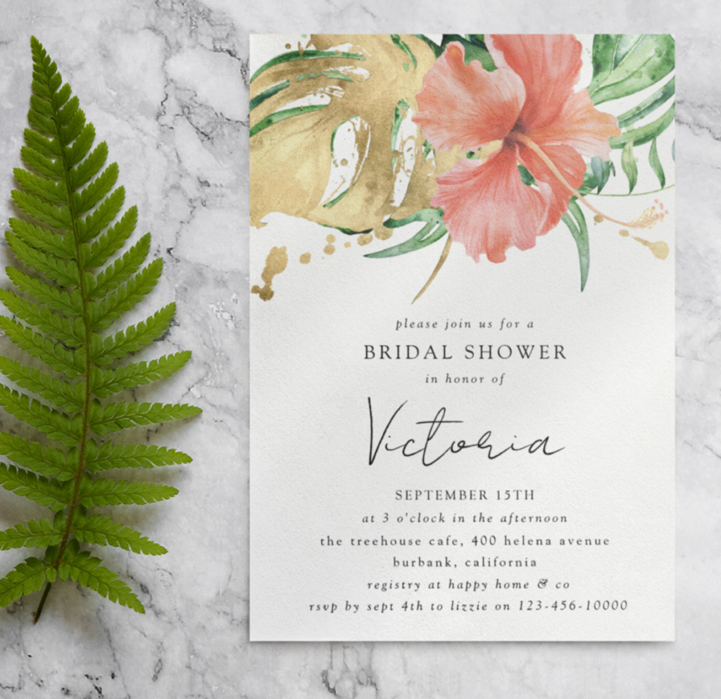 tropical bridal shower invite