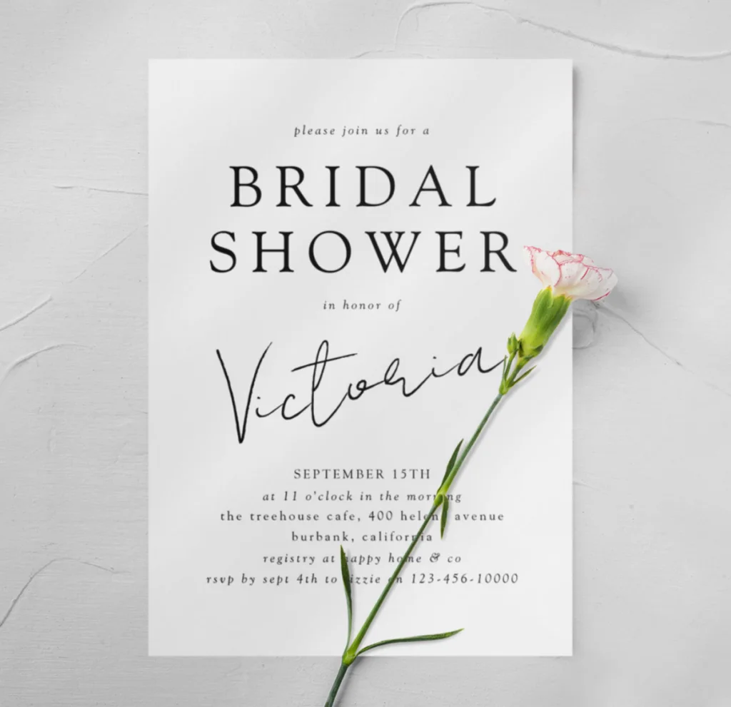 typography bridal shower invite