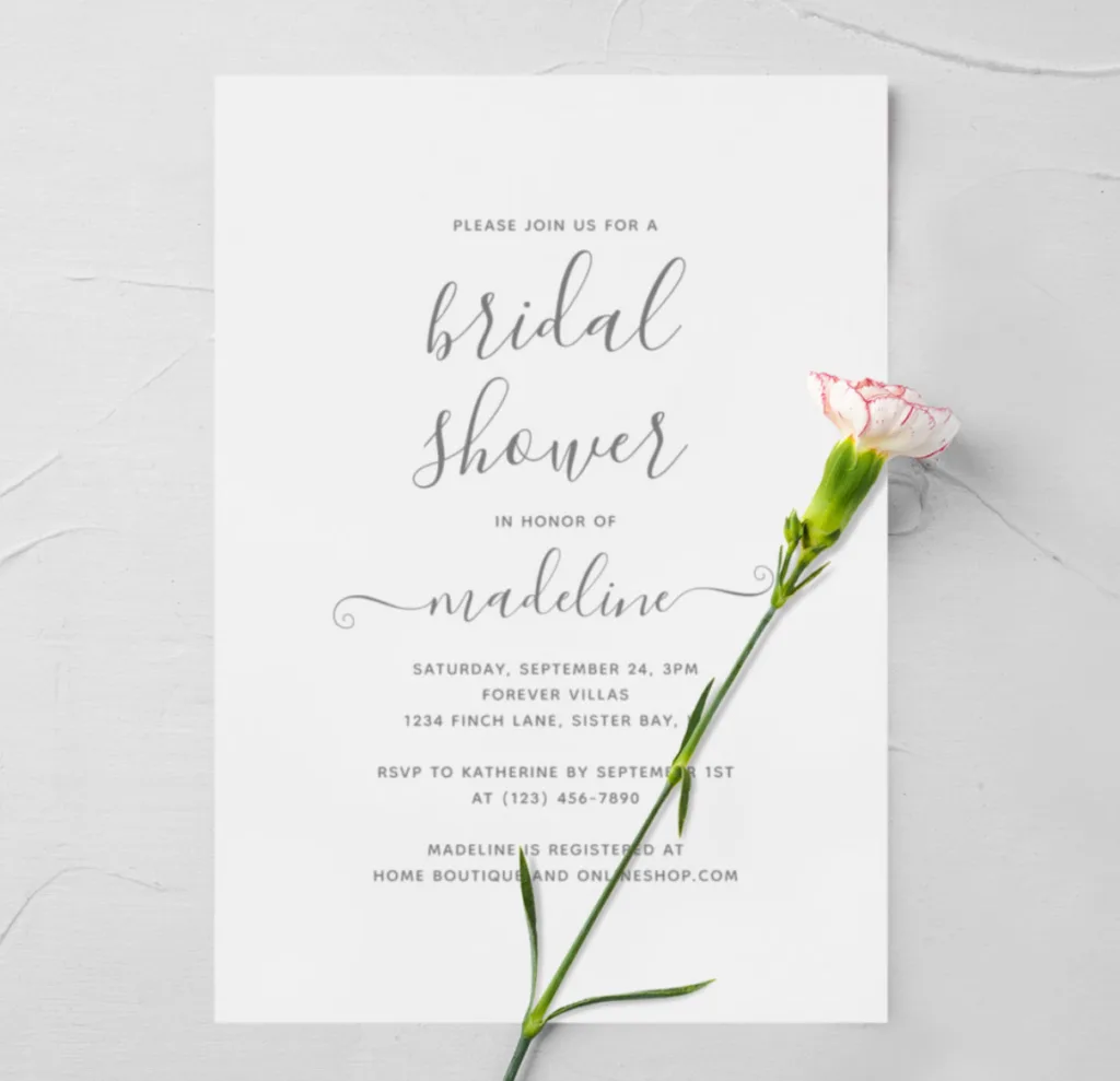 typography bridal shower invitation